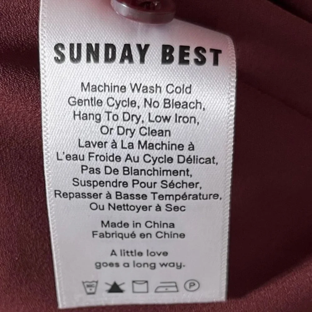 Aritzia Sunday Best Burgundy Long Sleeve Lace Detail Mini Dress Size 2 - Picture 5 of 6